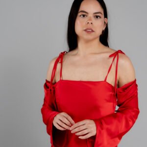 vestido rojo satinado