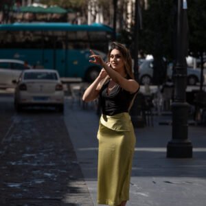 Falda satinada verde